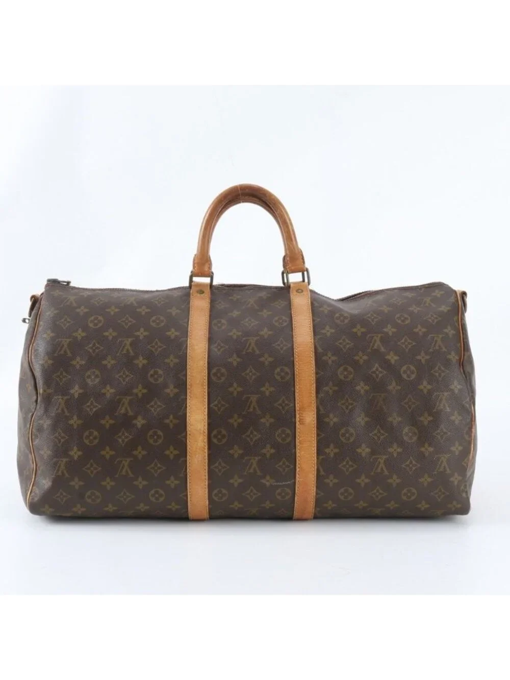 Louis Vuitton Monogram Keepall 55 Leather Boston Bag Tote Carry